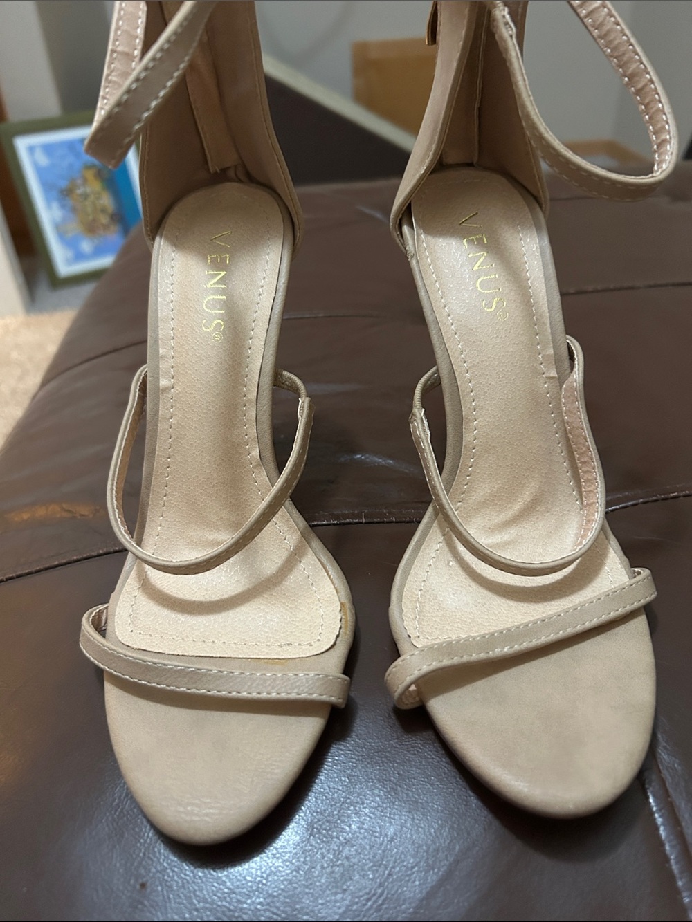 VENUS Beige Strappy High Heel Sandals 7 1/2